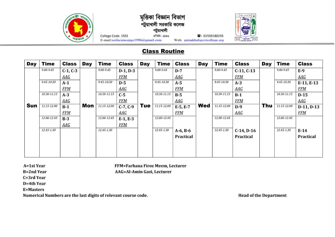 Class Routine